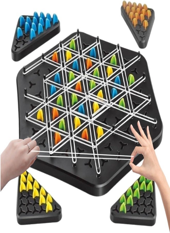 UMADEV Chain Triangle Chess Triggle Rubber Band Strategy Board Game STEM Learning Geoboard Puzzle for Kids & Adults, 2-4 Players Family Fun Night Party Game, Educational Geometry & Brain Teaser Toy - Image 1